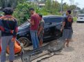 Menghindari Kendaraan dari Arah Berlawanan, Honda Brio Masuk Jurang di Jalan Lintas Sumatera, Begini Kondisinya