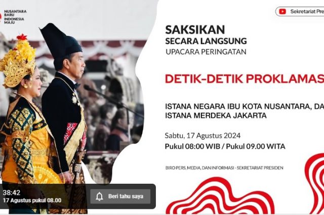 Nonton Live Upacara Peringatan Detik-Detik Proklamasi Kemerdekaan Republik Indonesia, Di Sini!