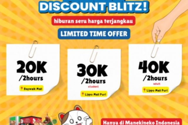 KARAOKE MANEKINEKO mengadakan promosi WEEKDAY DISCOUNT BLITZ