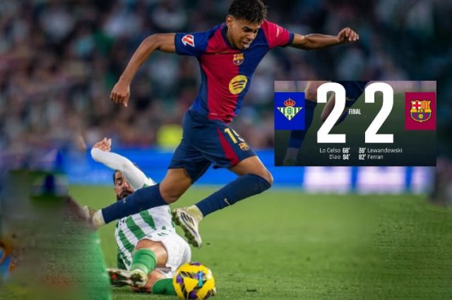 Hasil La Liga: Real Betis 2-2 Barcelona, Gol Injury Time Diao Gagalkan Kemenangan Blaugrana